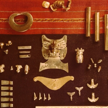 Tayrona objects (VMZ Inv-No. 17892-17928) in the collection of the Ethnographic Museum of UZH, photo: Ethnographic Museum of UZH, archive signature VMZ-S-F-02-003, Malkin file 1980