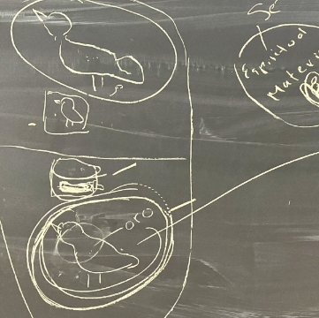 Drawing by Arregocés Coronado Zarabata at an event at the Ethnographic Museum of UZH, 2022